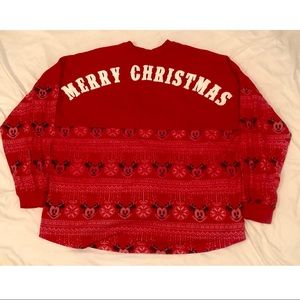 Disney Spirit Jersey: 🎄Merry Christmas!🎄Red and White Mickey Mouse Pattern XXL